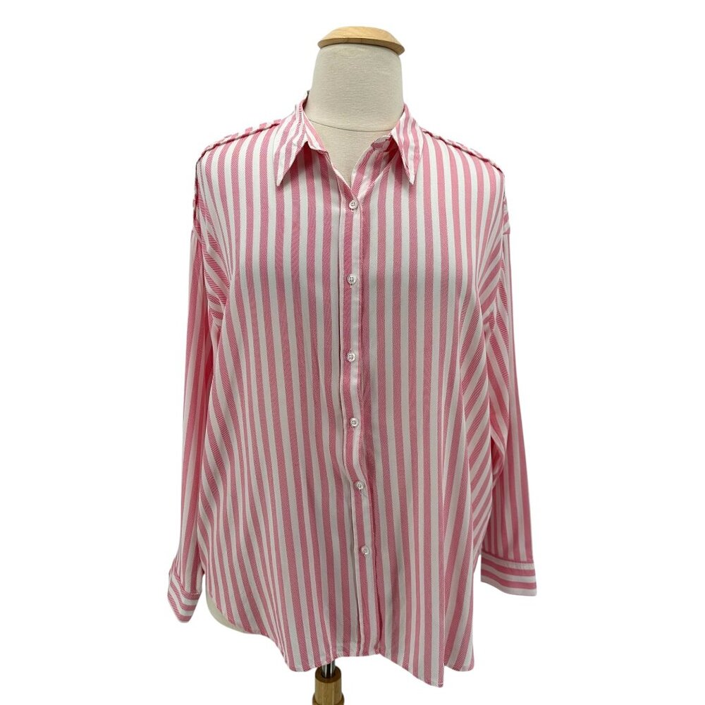 NEW Fashion Nova Womens 2X Top Playin' Games Long Sleeve Pink Candy Stripe